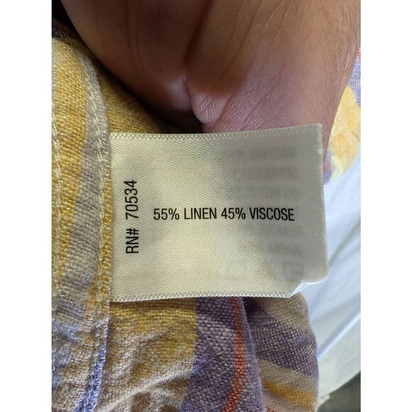 Orvis Linen Top Striped Sleeveless Shirt Pockets Women's L - Picture 4 of 5